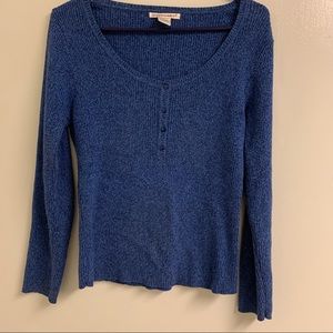 Blue Knit Slim Fit Sweater